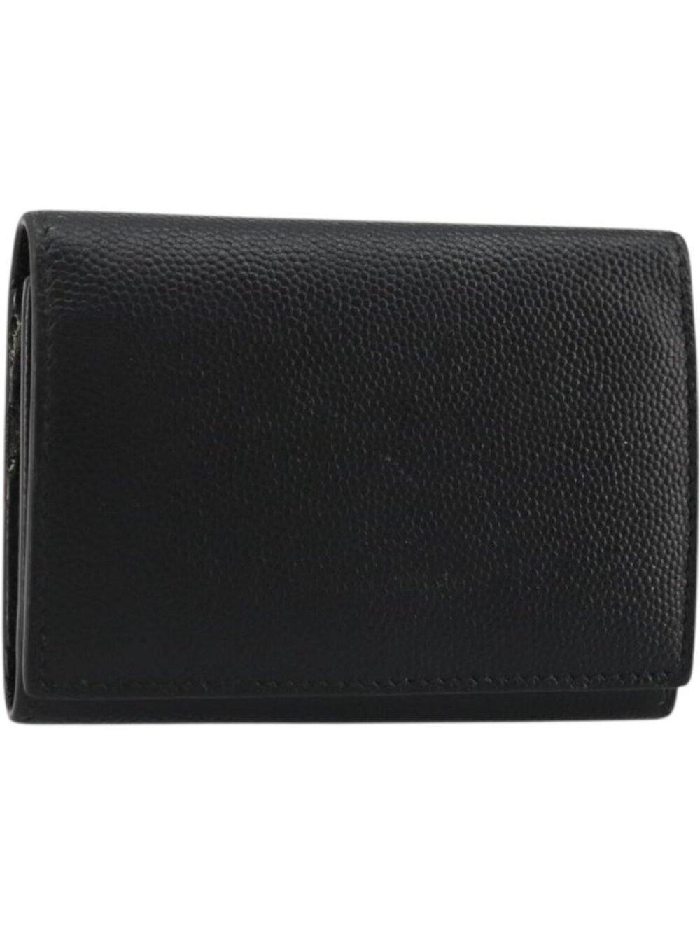 SAINT LAURENT Key Case Leather Black Silver